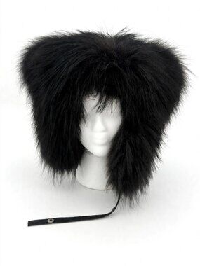 Black Fox Fur Trapper Hat